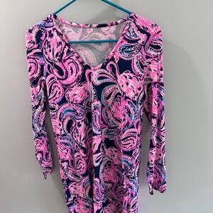 Lilly Pulitzer l, multi print longsleeve dress